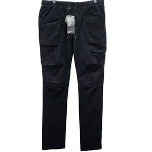 Decibel Mens Cargo Jogger Pants Utility Elastic Waist Size XL Black New